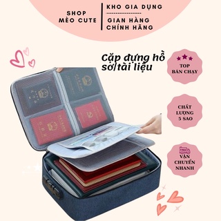 Túi đựng tài liệu, hồ sơ giấy tờ đa năng A4 nhiều ngăn có quai xách khoá số