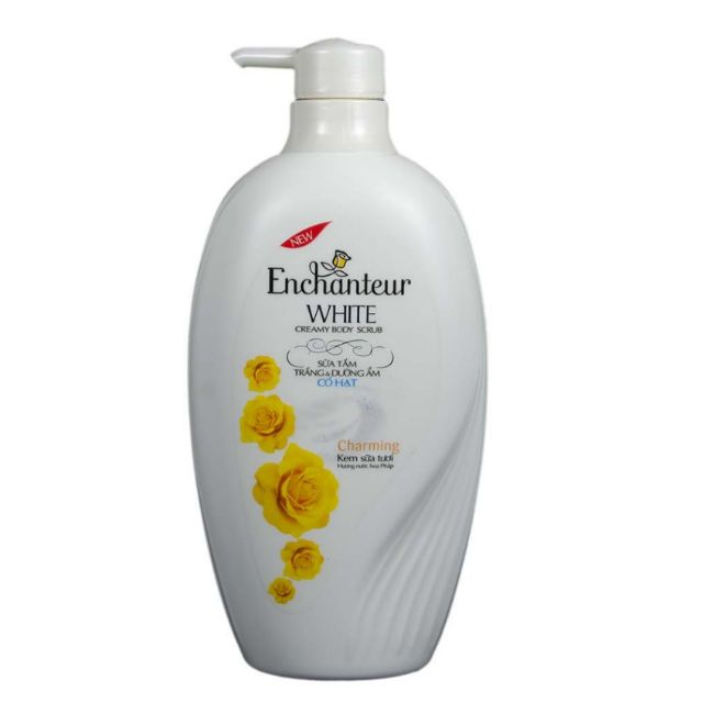 Sữa tắm trắng & dưỡng ẩm có hạt Enchanteur White 650 gr + KM sữa dưỡng thể Enchanteur 200gr