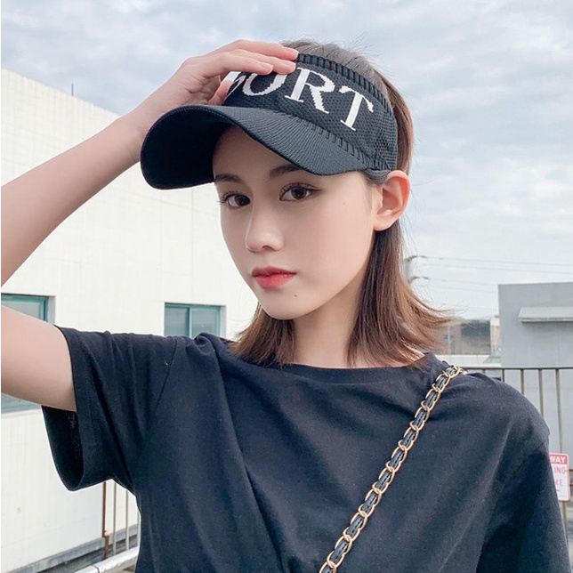 Mũ nón lưỡi trai nửa đầu kiểu dáng thể thao, mũ Tenis in chữ trẻ trung