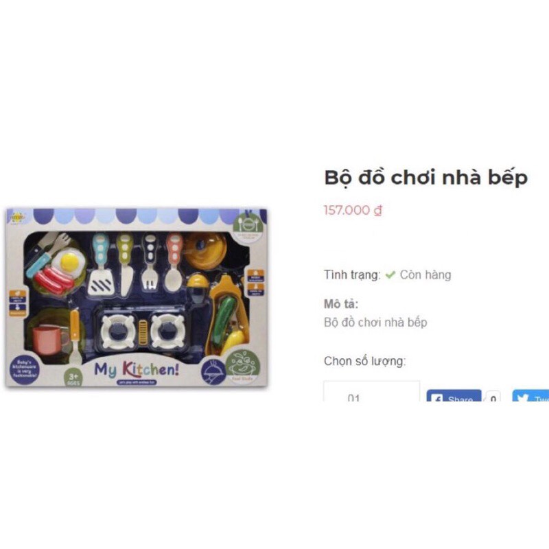 Bộ đồ chơi nhà bếp -quà tặng sữa Enfa