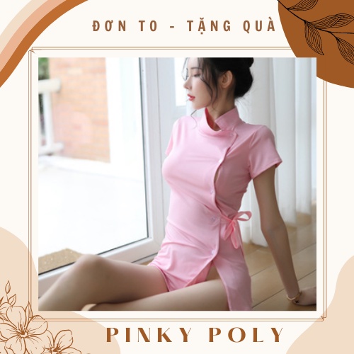 Set Cosplay Cô Y Tá Kèm Mũ Đủ Màu Trắng Hồng - Set váy ngủ sexy quyến rũ màu trắng hồng Freesize PinkyPoly CP04 | BigBuy360 - bigbuy360.vn