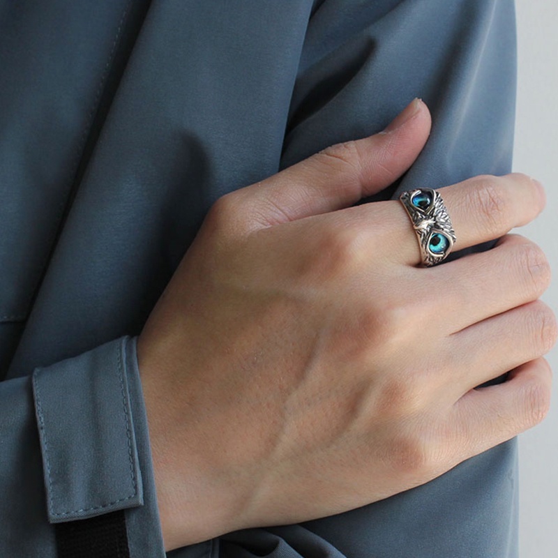 Nhẫn Nam Bạc Đẹp Cá Tính Unisex HipHop Basic Ngầu Trơn Eagle Ring Mắt Cú Mèo Lucifer Store Nhẫn Titan Không Gỉ Eagle