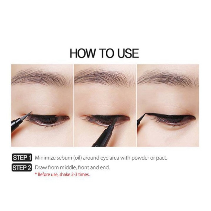 [Auth Hàn] Bút Kẻ Mắt Nước Karadium Không Trôi Waterproof Brush Liner Black Vỏ Trắng - Bút Kẻ Dạ Karadium Hàn Quốc U30