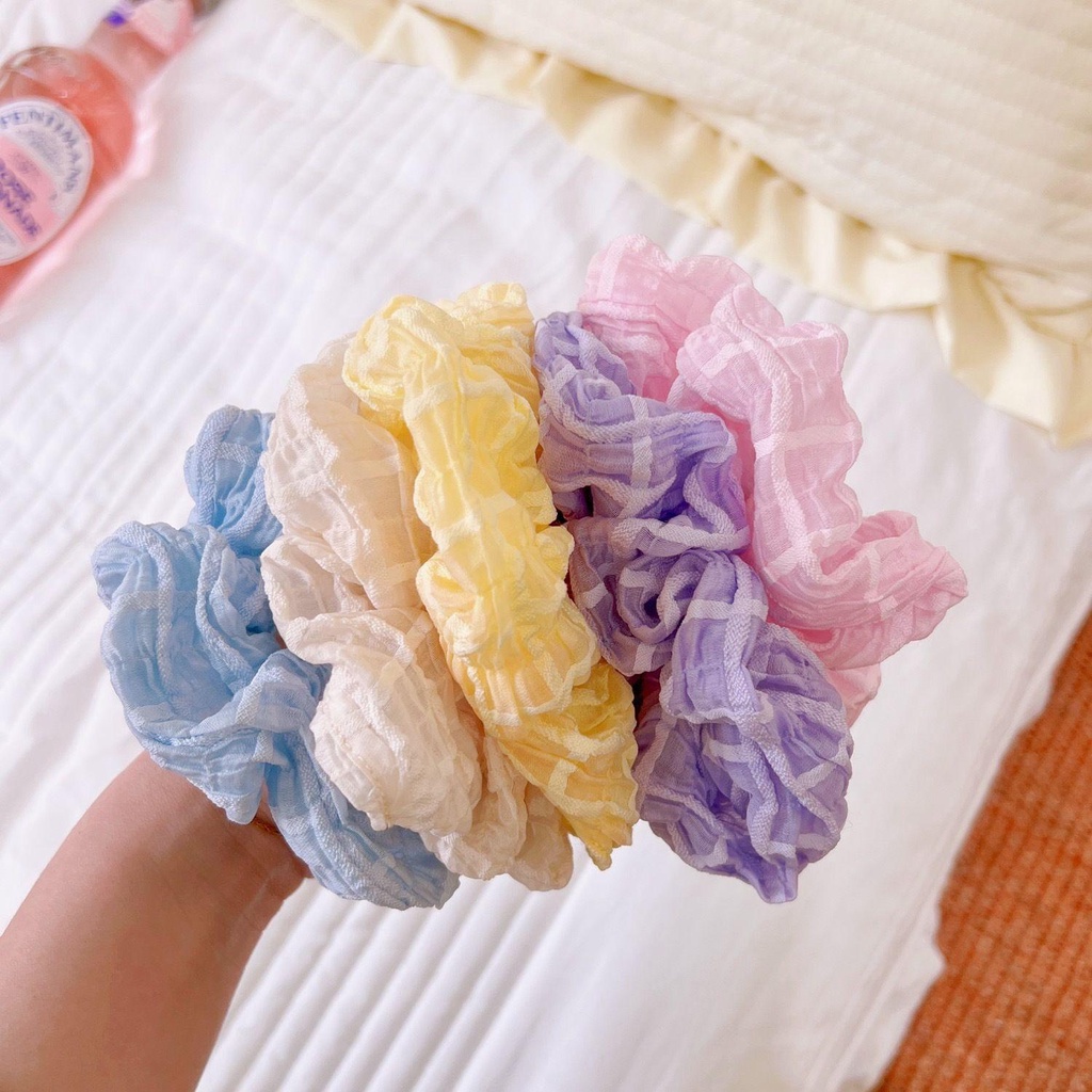 Dây Buộc Tóc Vải Lưới Màu Sắc Ngọt Ngào Phong Cách Hàn Quốc