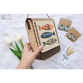 Túi cá gỗ nhiều màu vintage