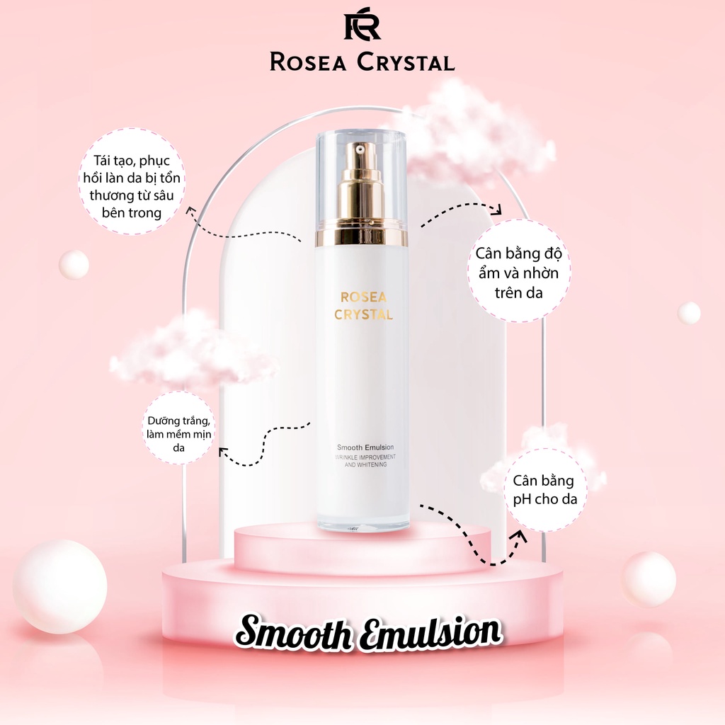 Kem dưỡng ẩm, dưỡng da trắng hồng, cân bằng lượng dầu Smooth Emulsion ROSEA CRYSTAL 120ml