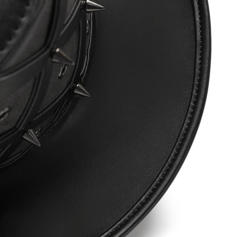 Mũ Phù Thủy Chất Liệu Da PU Màu Đen Phong Cách Retro