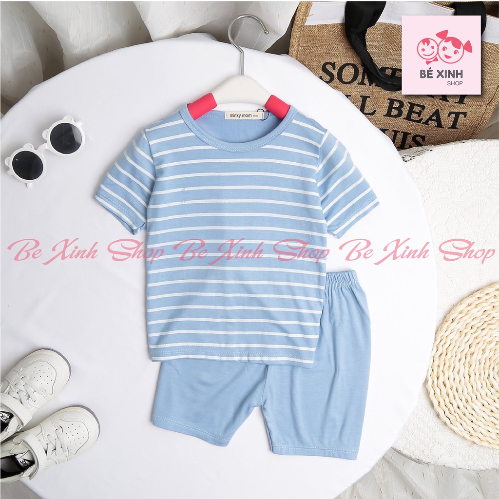 Đồ bộ cho bé trai bé gái Minky Mom cộc tay thun lạnh [Giá tốt] Quần áo bộ ngắn tay cho bé gái trai chất thunlạnh SỌC_ĐÙI