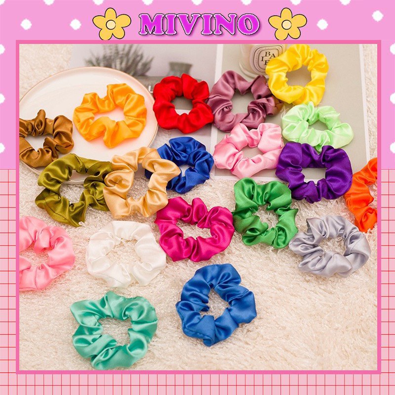 Scrunchies Mivino dây buộc tóc phi bóng nhiều màu dễ thương SC17