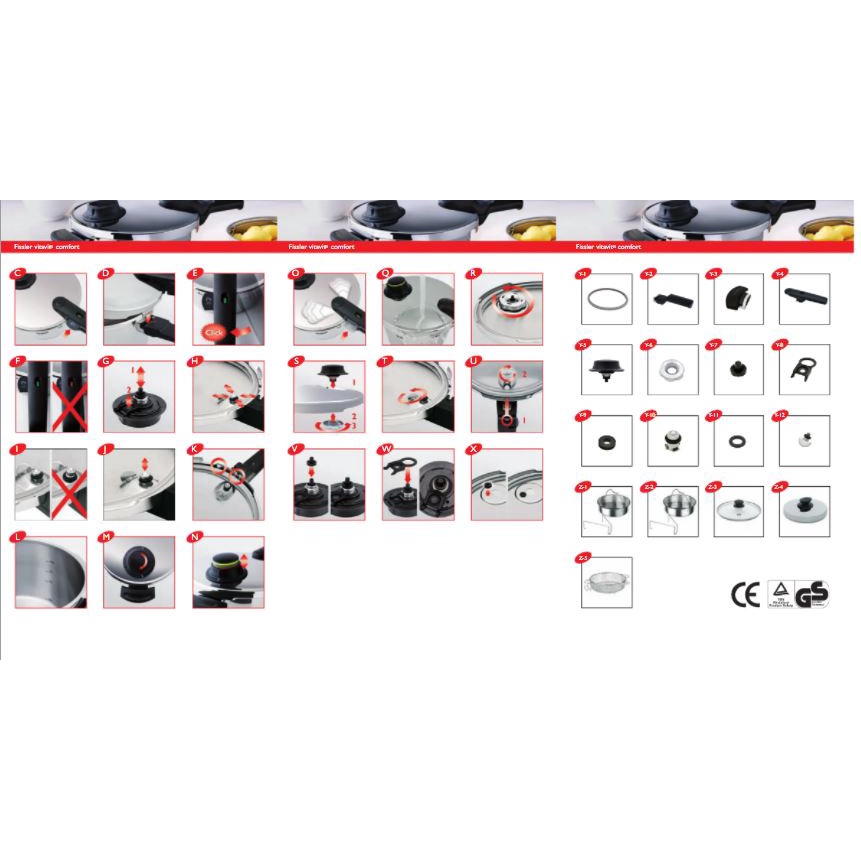Gioăng, nút kín O-ring, đệm silicon membrance phụ kiện thay thế cho nồi áp suất Fissler Vitavit omfort/Premium/Edition