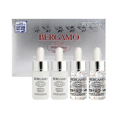 Set 4 chai serum dưỡng da BERGAMO SNOW WHITE & VITA-WHITE WHITENING PERFECTION AMPOULE 13ml