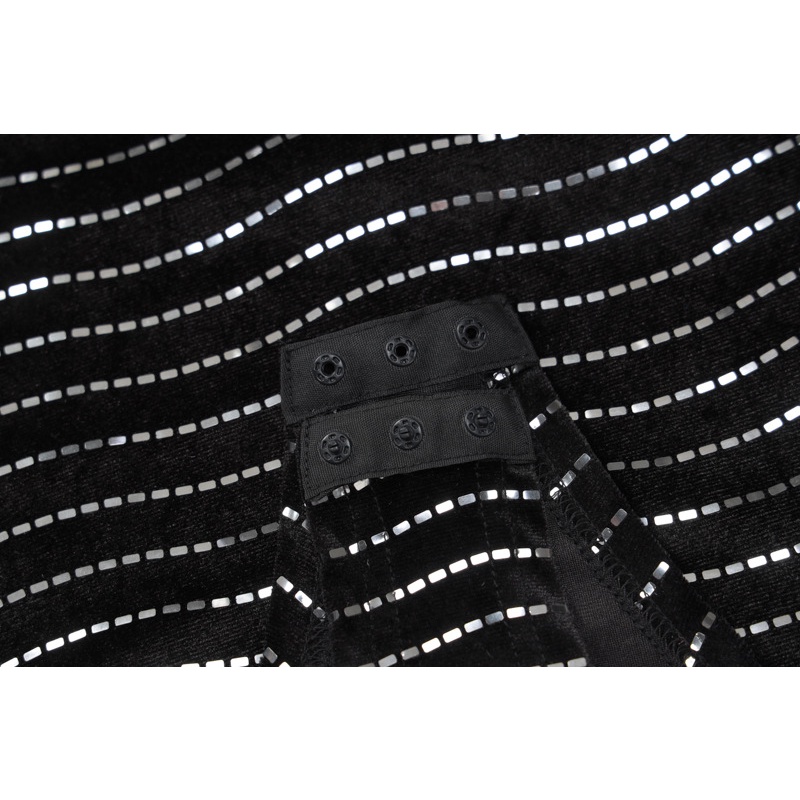 DUNEA Áo liền quần tay dài cổ cao kẻ sọc quyến rũ cho nữ