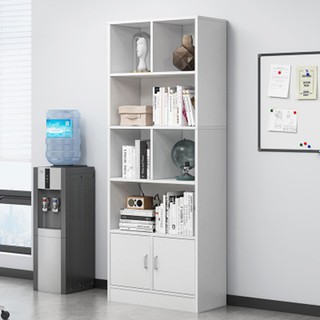 Kệ sách gỗ hiện đại nhiều ngăn màu trắng, nâu, vàng trang trí phòng khách - Tủ gỗ để đồ thông minh decor phòng đẹp 1m8