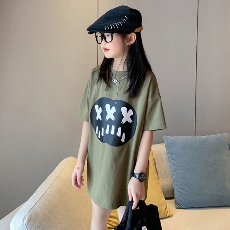 Áo Thun Ngắn Tay Dáng Rộng Thời Trang Mùa Hè Dành Cho Bé Gái