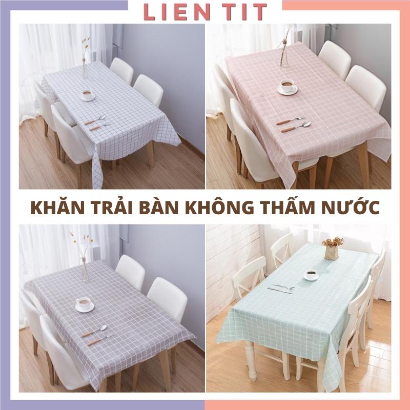 Khăn trải bàn ăn chống thấm kẻ caro phủ bàn ăn, bàn làm việc, tấm thảm picnic decor vintage