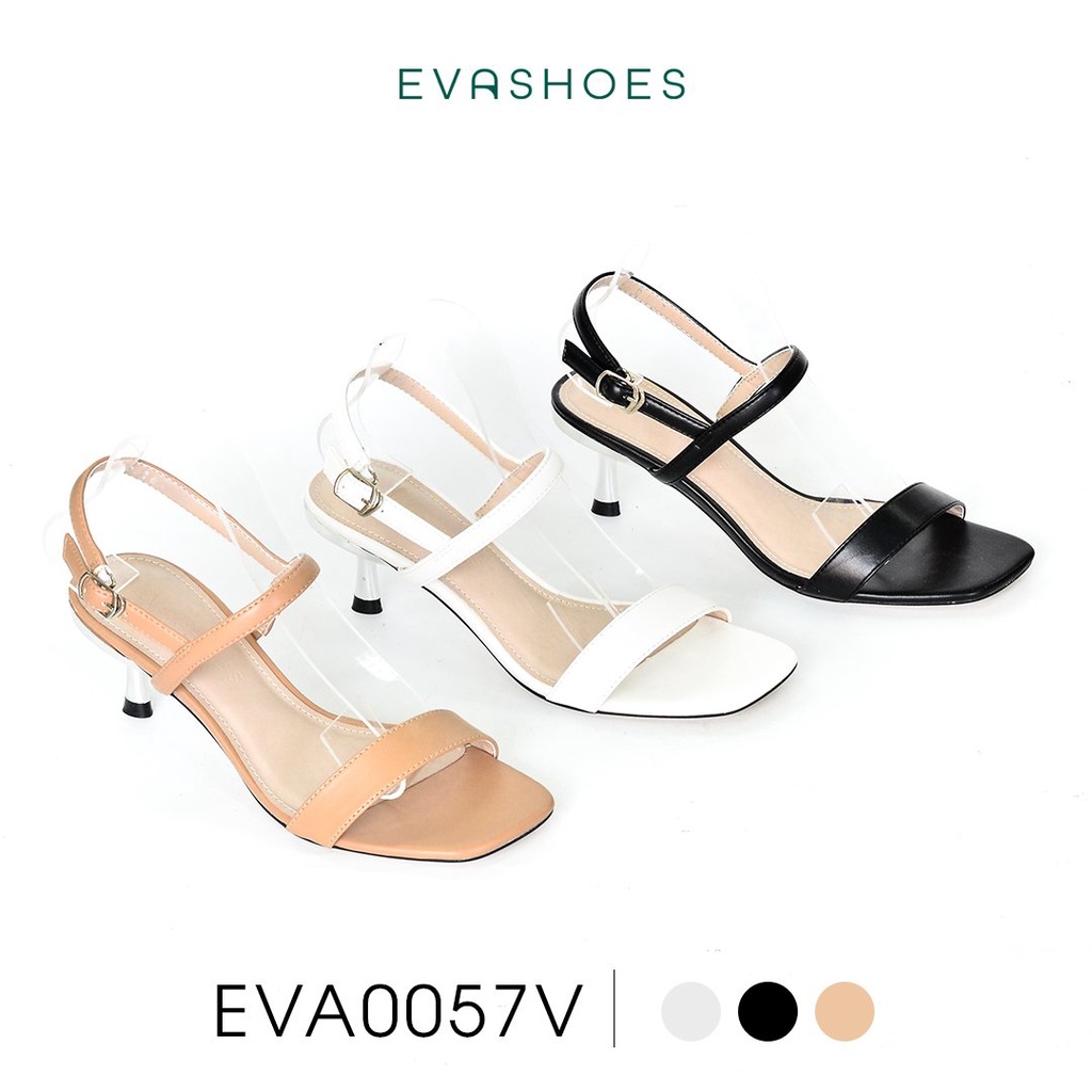 Dép Sandal Cao Gót Nữ Mũi Vuông Quai Ngang 5cm Evashoes - EVA0057V