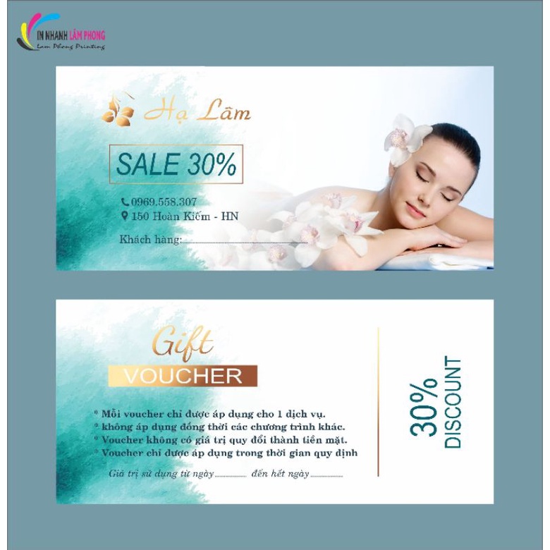(FREE THIẾT KẾ) Set 100 Thẻ Liệu Trình, Voucher, Thẻ Tích Điểm Cho Quán Spa, Nail, Salon Tóc