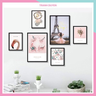 Bộ 6 Tranh giá sỉ - tranh treo tường Paris kèm khung composite - tặng kèm đinh đa năng treo TD08