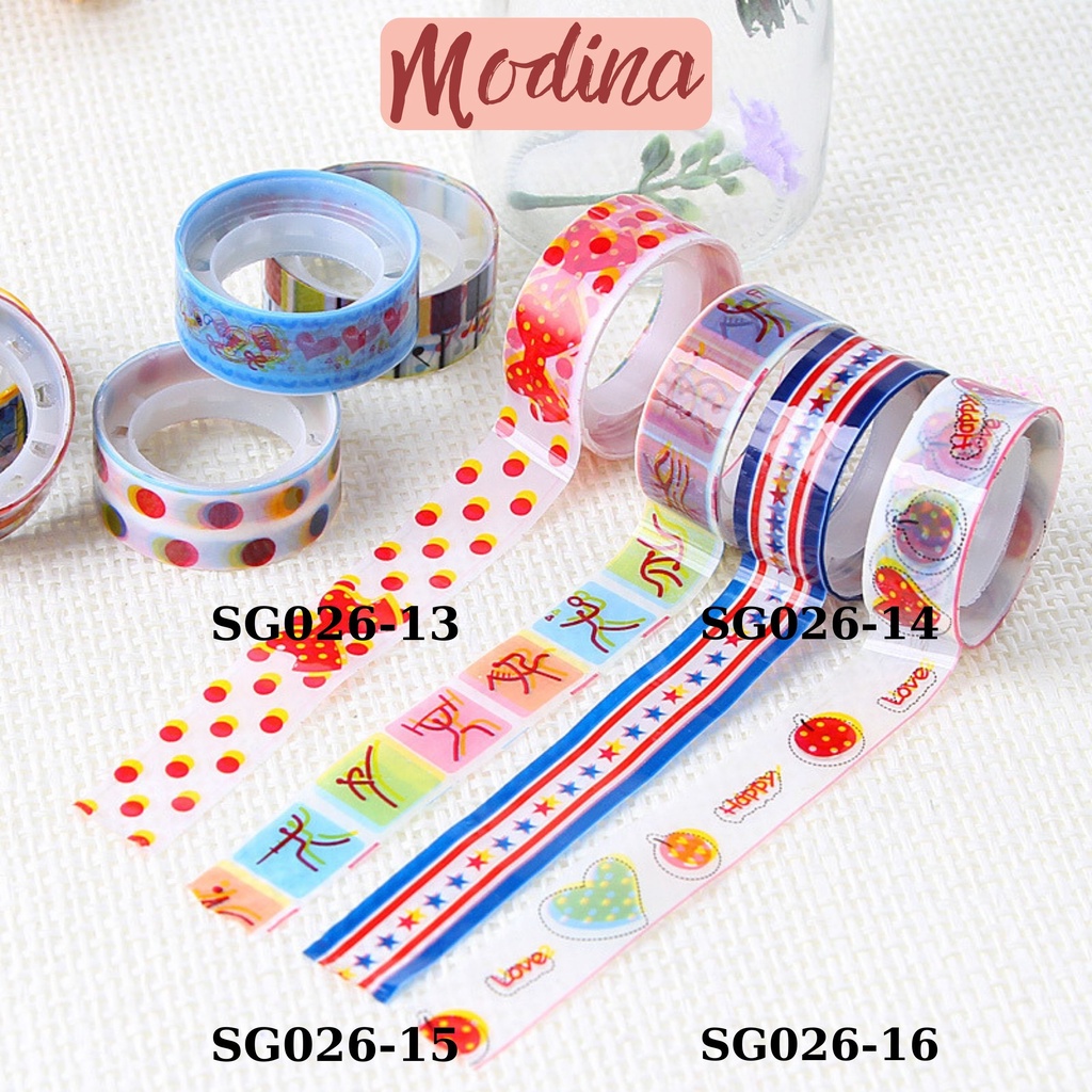 Cuộn washi tape lẻ dễ thương, băng dính giấy MODINA