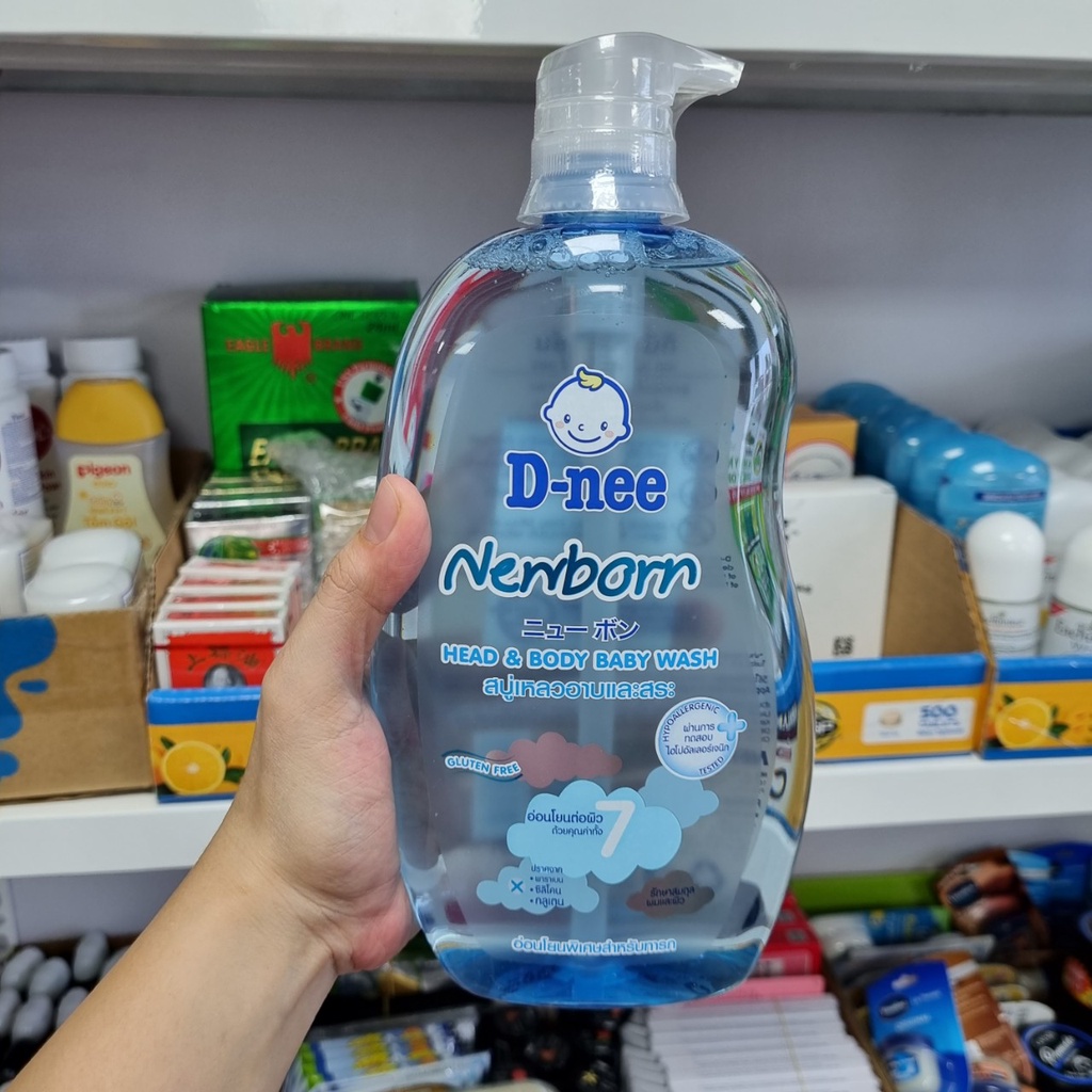 Sữa tắm gội cho trẻ sơ sinh DNEE Head &amp; Body Baby Wash 800ml (Xanh Dương)