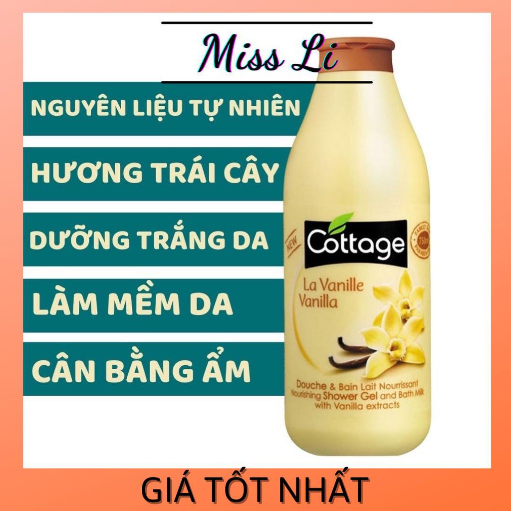 🔰 [GIÁ TỐT] 🔰SỮA TẮM COTTAGE 750ML MỀM MỊN DA, DƯỠNG TRẮNG DA, HƯƠNG THƠM LÂU, KHÔNG KÍCH ỨNG DA