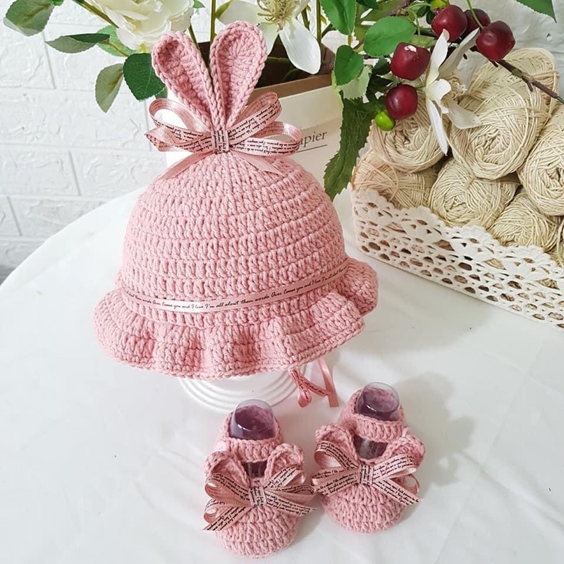 Sét mũ giày tai thỏ cho bé