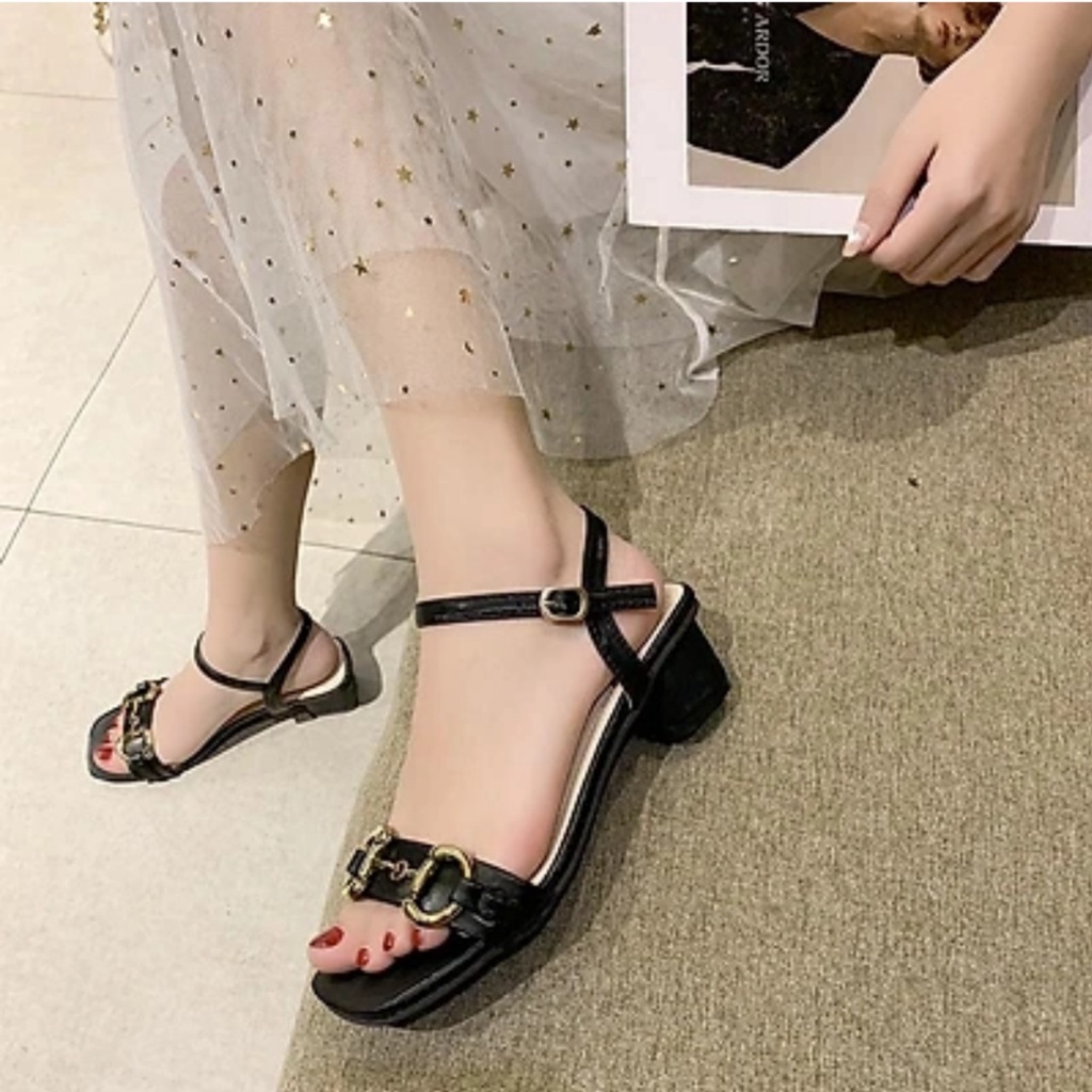 Giày Sandalcao gót nữ đế vuông 3 phân phong cách công sở