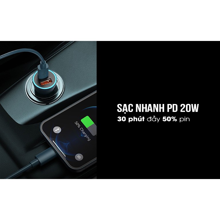 Tẩu sạc nhanh 2 cổng USB C Trên Xe Hơi 40w Chính Hãng Baseus  CCJD-A0G ,Sạc nhanh cho Iphone , Samsung ,Ipad , Tablet