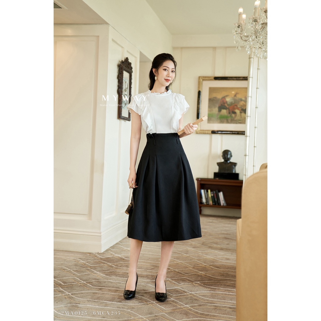 Chân Váy Nữ Dáng Xòe MY WAY Công Sở Dài Qua Gối Cao Cấp 6MCX235