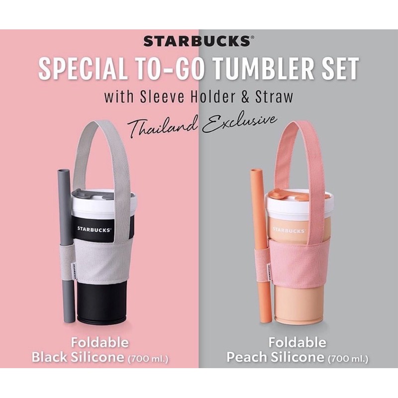 Silicone tumbler đi kèm ống hút và quai sách tay Starbucks thailand