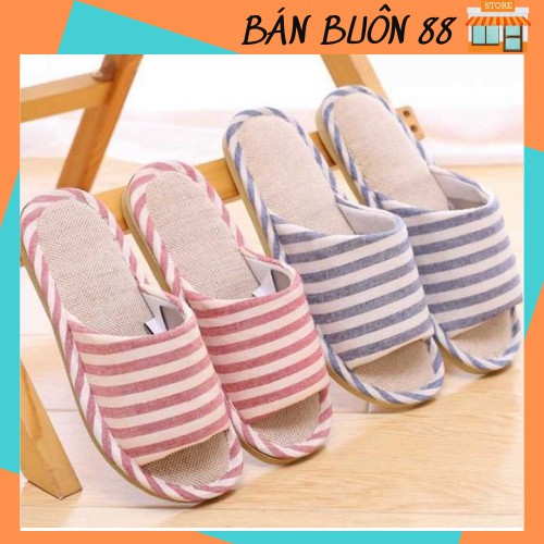 Dép vải kẻ sọc, dép đi trong nhà, trong văn phòng, trong khách sạn thời trang Hàn Quốc 1809