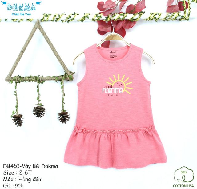 [FAFRINW05 giảm tối đa 30k đơn 150k]Váy cotton Dokma họa tiết cho bé form to 2-6T (3màu)