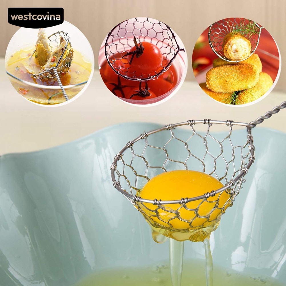 WEST✦ Stainless Steel Oil Filter Hot Pot Fondue Sieve Colander Spoon Cookware