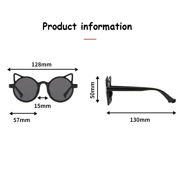 Kính mát gọng tròn hình tai mèo dễ thương chống tia UV400 cho bé