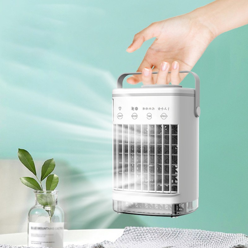 VIVI   Air Conditioning Fan Air Cooler USB Desktop Leafless Fan Household Humidification Spray Fan Personal Air Cooler Portable Air Conditioner Fan Cooling ＆ Humidifier