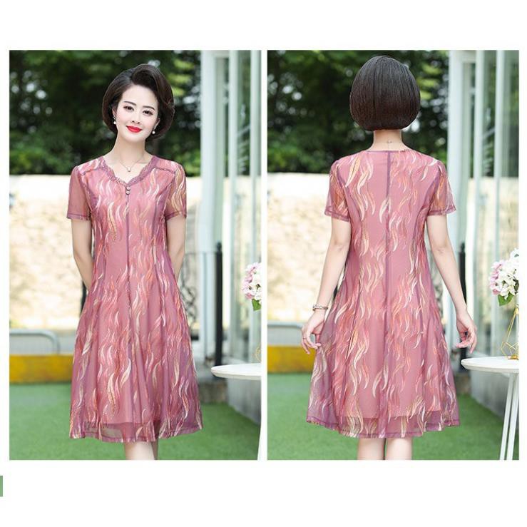 Đầm trung niên cao cấp cho mẹ_lá liễu