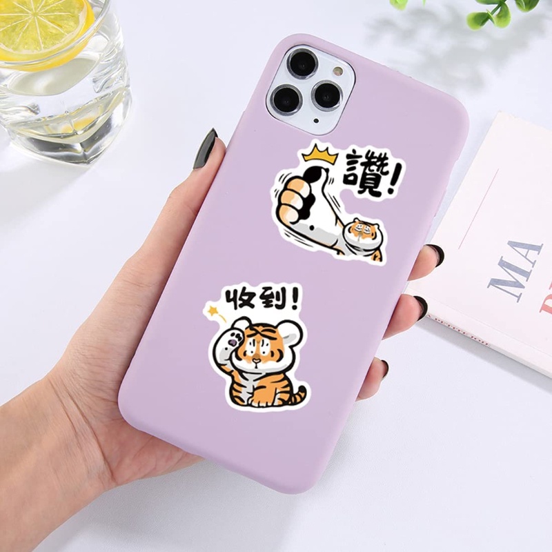 100 Miếng Dán Vinyl Chống Nước Hình Con Hổ Dễ Thương