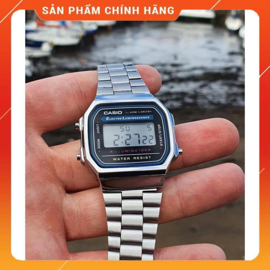 [TẶNG HỘP DA] Đồng hồ nam Casio A168 Full Box cổ điển, chống nước, dây thép không gỉ, lịch sự, thời trang