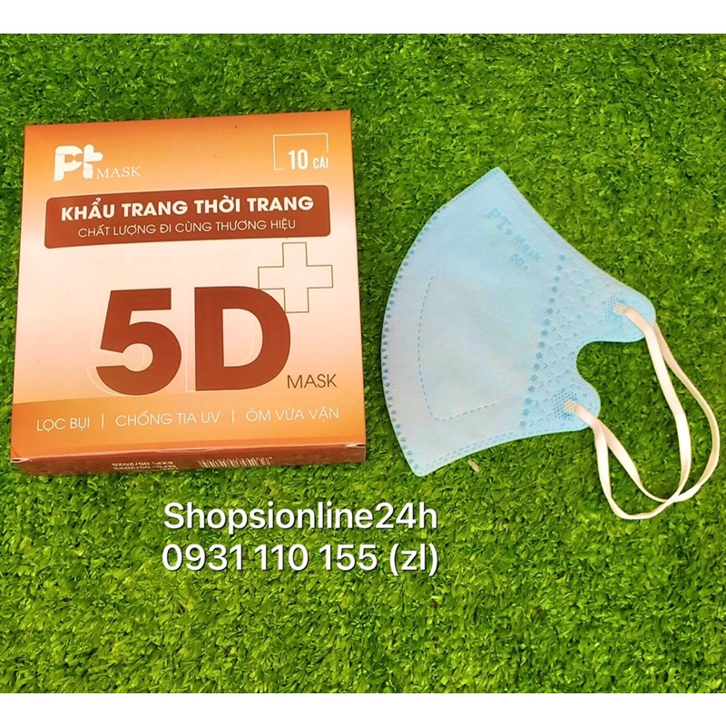 ✅ Hộp 10 cái khẩu trang 5D plus Pt mask Phương Tuyến giấy kháng khuẩn