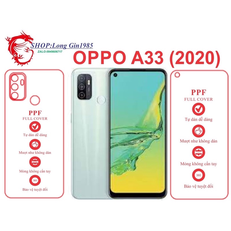 Oppo A33 2020 miếng dán trong Ppf mặt sau và mặt trước chống va đập chống trầy xước