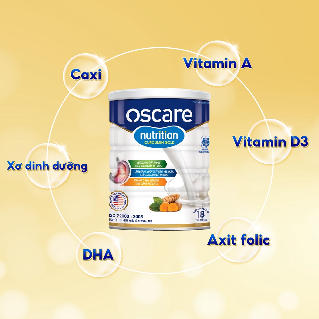 Sữa Bột Dành Cho Người Sau Phẫu Thuật, Dạ Dày OSCARE Nutrition Curcumin Gold Từ 18 Tuổi Trở Lên 900g