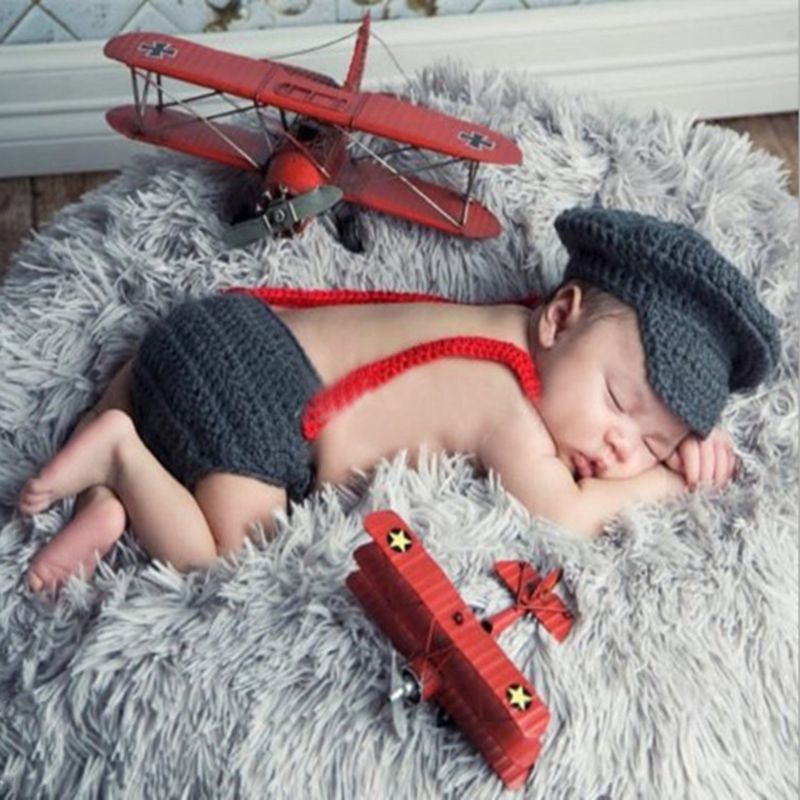 Bộ Áo Liền Quần Cài Nút Làm Phụ Kiện Chụp Ảnh Cho Bé Sơ Sinh