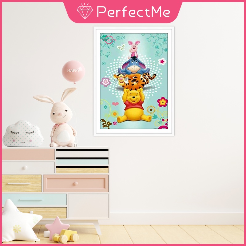 Bộ tranh đính đá 5D tự làm hình Winnie the Pooh kích thước 30x40cm độc đáo