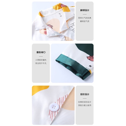 Bộ Đồ Ngủ Tay Dài Vải Lụa Lạnh Mỏng In Hoạt Hình Thời Trang Xuân Hè Cho Bé Gái