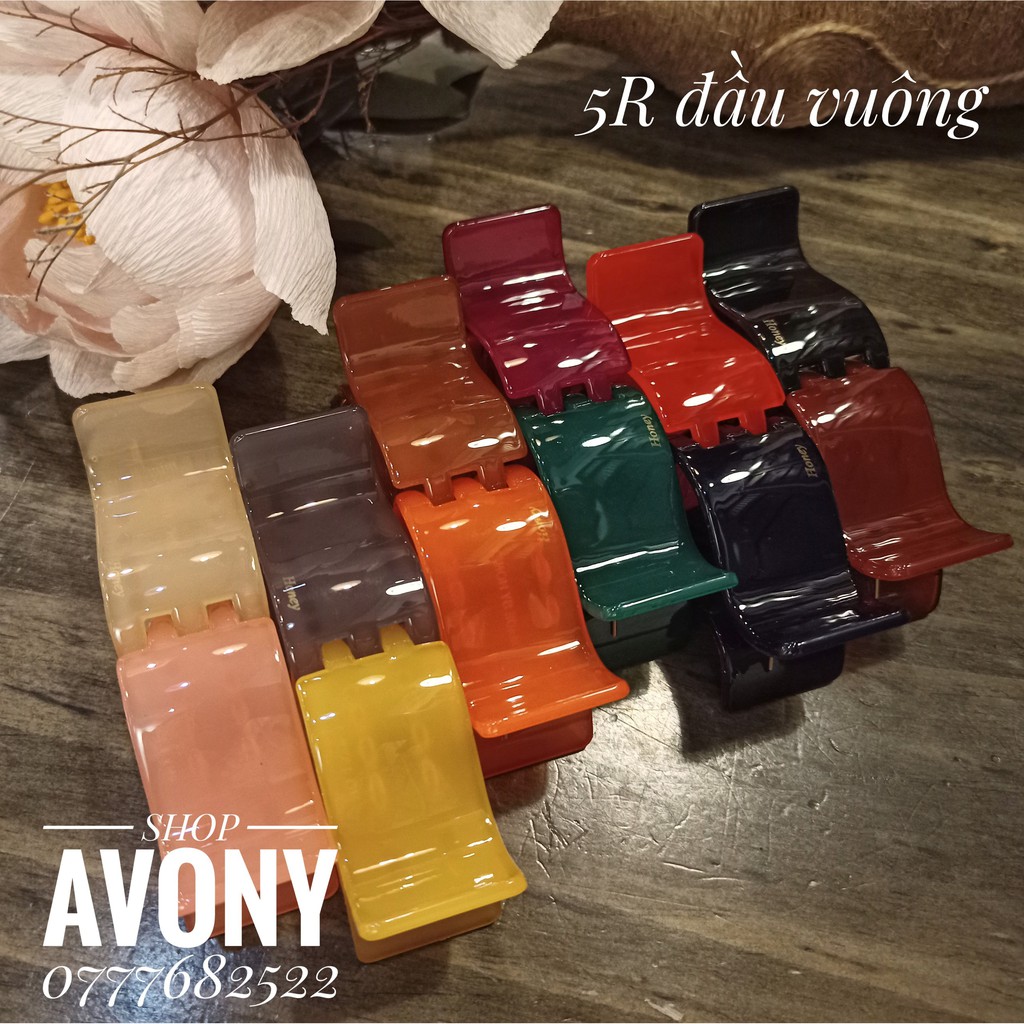 12 kẹp tóc càng cua màu trơn bóng Honey tone màu hồng cam (màu mật ong)