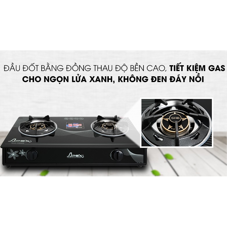 Bếp gas đôi cao cấp Apex APB0816 họng inox 430 chống oxy hóa, hạn chế mài mòn