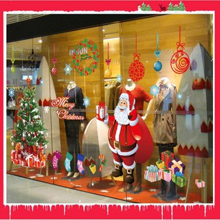[Size lớn] Decal trang trí giáng sinh -AY226AB Decal Giáng Sinh Noel Cây thông Ông già Noel Vòng nguyệt quế