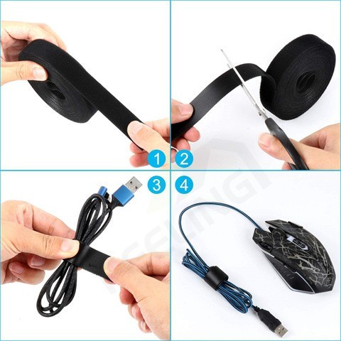 5M Băng dính Velcro Hai Mặt, Băng Dính Nylon Có Thể Tái Sử Dụng