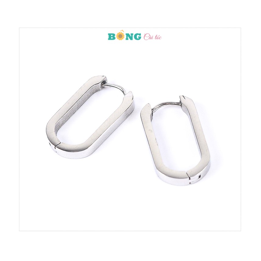 Bông tai titan unisex phong cách Hàn Quốc hình bầu dục, thép y tế không gỉ  BT30 - khuyên tai BÔNG Cài Tóc