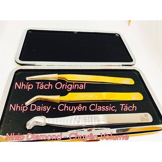 Combo bộ nhíp nối mi 3 cây - cam kết hàng chính hãng hani - dụng cụ hỗ trợ nối mi